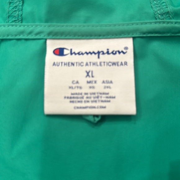 CHAMPION COLORBLOCKED GREEN AND BLUE PACKABLE STADIUM JACKET SIZE XL - Picture 8 of 9